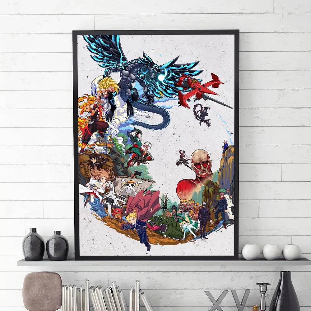 

Japanese Anime Dragon Ball Naruto Peripherals Posters Art Canvas Painting Goku Pictures Wall Decor Cute Gift for Kids Bedroom