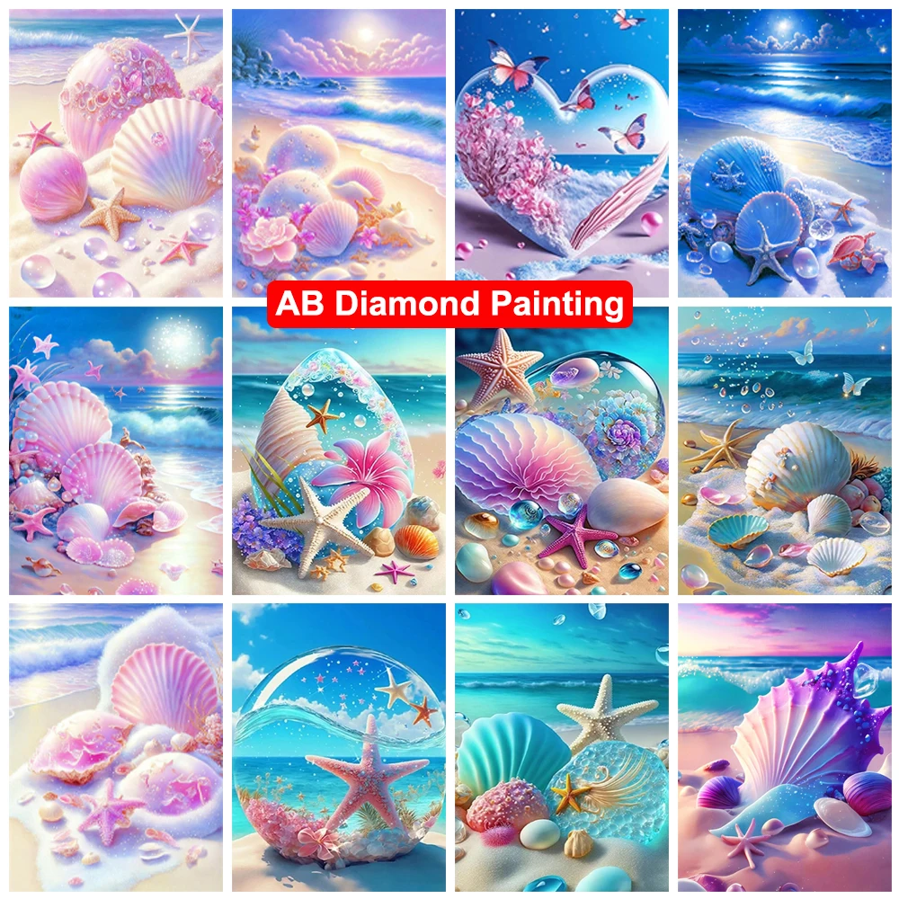 

5D DIY Diamond Painting Fantasy Shell Seaside Scenery AB Drill Diamond Embroidery Mosaic Pictures Cross Stitch Kits Home Decor