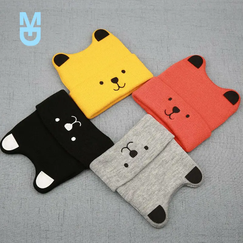 

New 2022 Baby 3D Cartoon Hat Spring Autumn Baby Hat for Boys Girls Knitted Cap Winter Warm Solid Color Children Hat