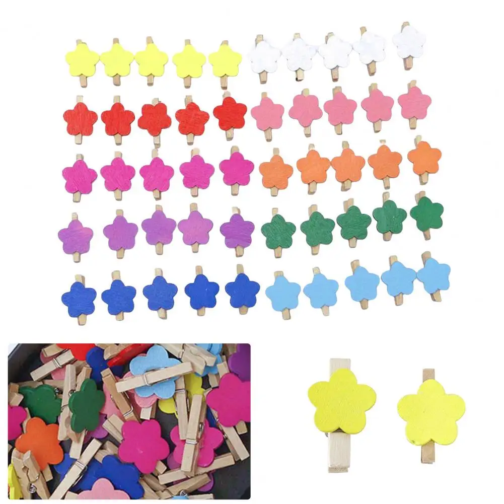 

Utility Hand Clip Colorfast Eco-friendly DIY Craft Birthday Party Wooden Clip Photo Holder 50Pcs