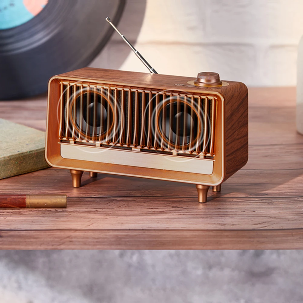 

Retro Stereo Speakers Deep Bass HiFi Stereo Music Player FM Radio Support U Disk TF Card Bluetooth-compatible 5.1 with Antenna