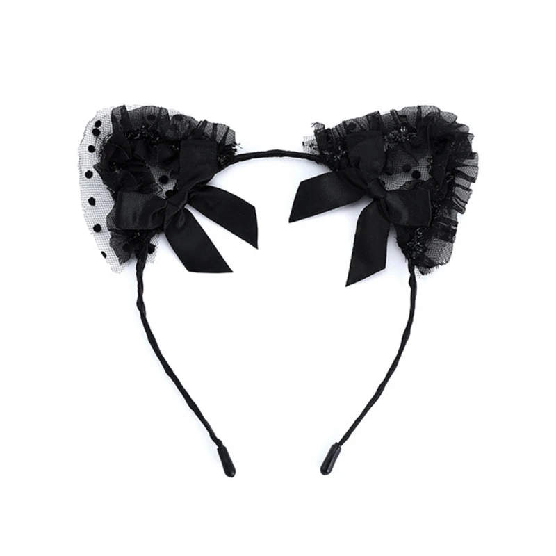 

Cats Ear Hair Bands Black Lace Headband for Girls Stage-Performance Dancing