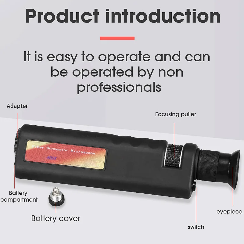 Handheld 200x/400x Fiber Optical Inspection Microscope LED Illumination Anti Slip Rubber