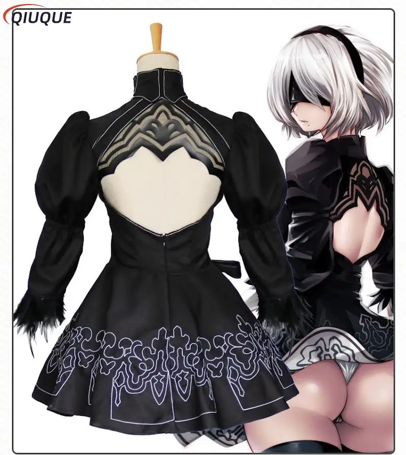 Фото НИР автоматов косплэй костюм Yorha 2B наряды игровой костюм для женщин ролевые костюмы для девочек на Хэллоуин вечернее изящное платье №4