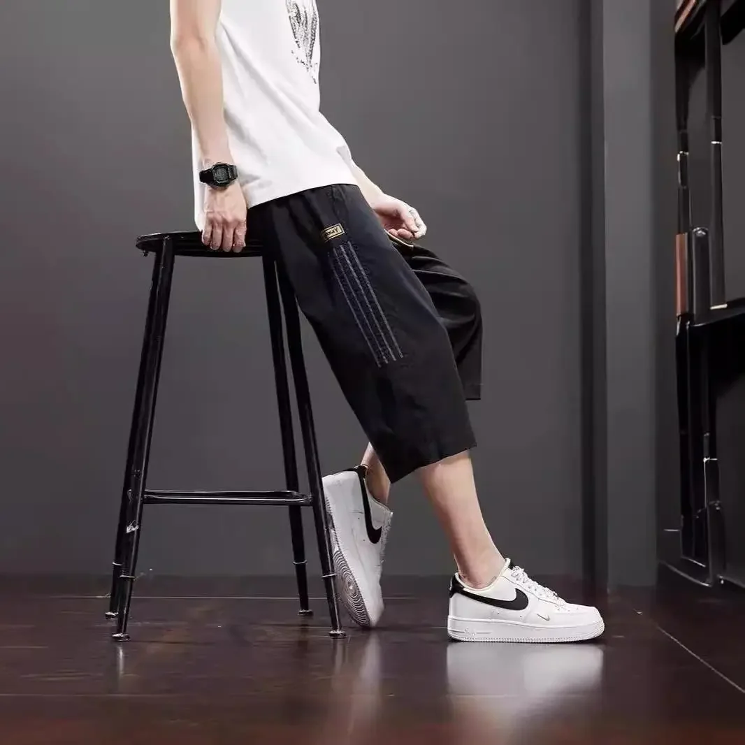 Повседневные шорты из ледяного шелка мужские летние тонкие модные полосатые