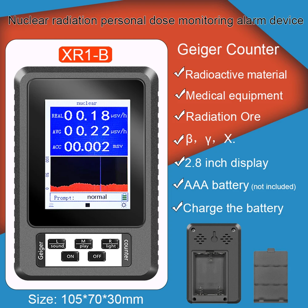 

XR-1 Nuclear Radiation Detector Color Display Screen Counter Personal Dosimeter Marble Detectors Beta Gamma X-ray XR1