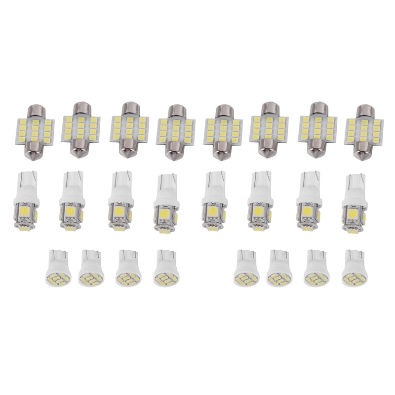 

22 Pcs White LED Lights Interior For T10 & 31Mm Map Dome License Plate Lamp