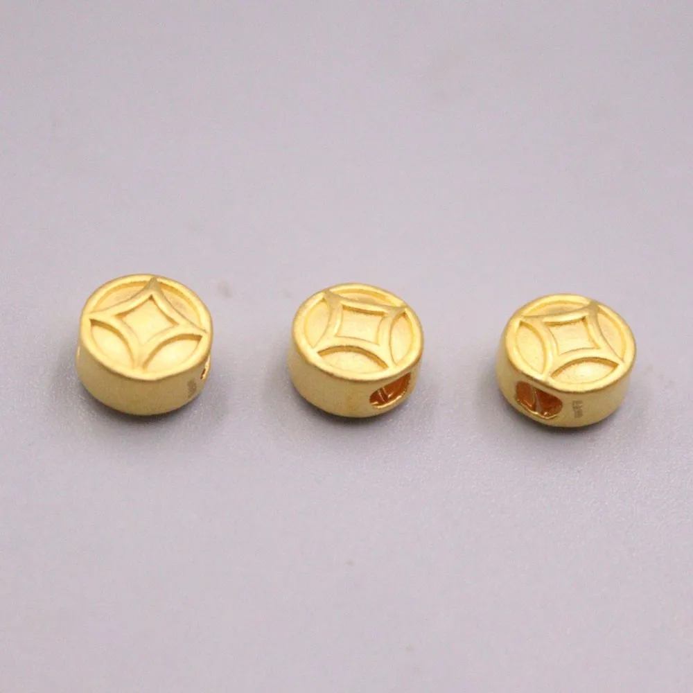 1 шт. настоящий чистый 999 24-каратный желтый золотой бисер для мужчин и женщин на