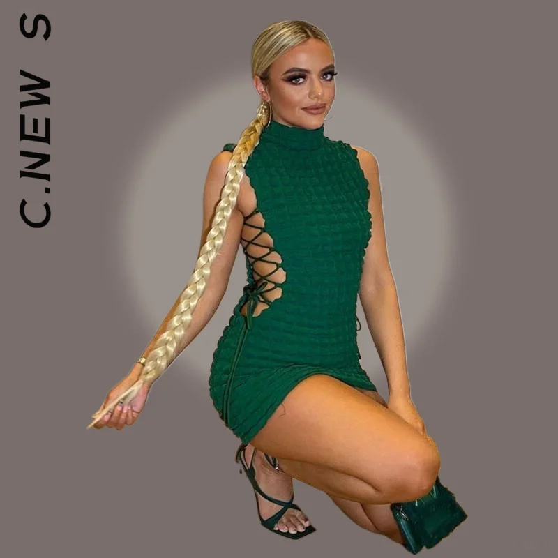 Женское многослойное платье в клетку с высоким воротником Y2K |