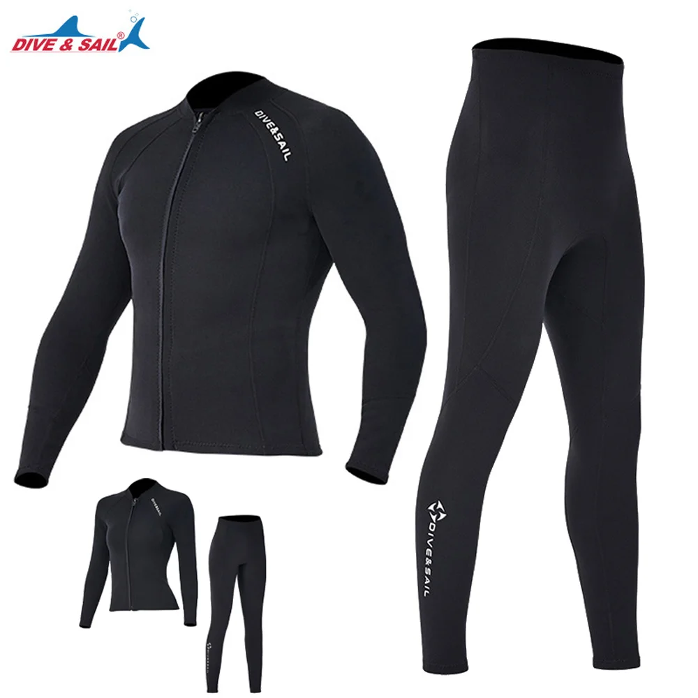 

Dive sail 2mm Premium diving suit for men women wetwuit pants Split body jacket-pants Neoprene Swimwear black keep Warm Black