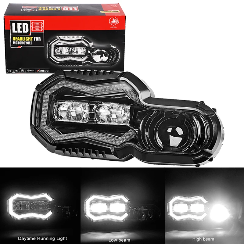 

uper Motorcycle Led Headlight Assembly For BMW F800GS F800R F700GS F650GS F 700 GS Adventure With Projector High/Low Beam DRL