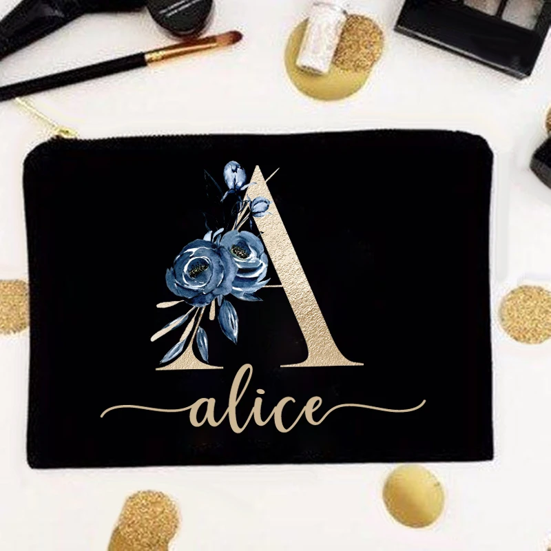 

Personalized Makeup Bag Bridesmaid Custom Name Maid of Honor Bags Bride Bachelorette Party Gifts for Her Monogram Zipper Pouches