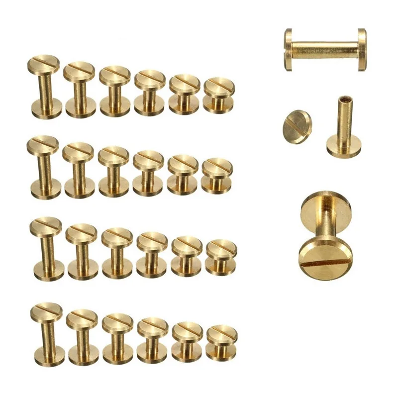 

10pcs Binding Chicago Screws Solid Brass Nail Stud Rivets For Photo Album Leather Craft Studs Belt Wallet Fasteners 8mm Cap dia