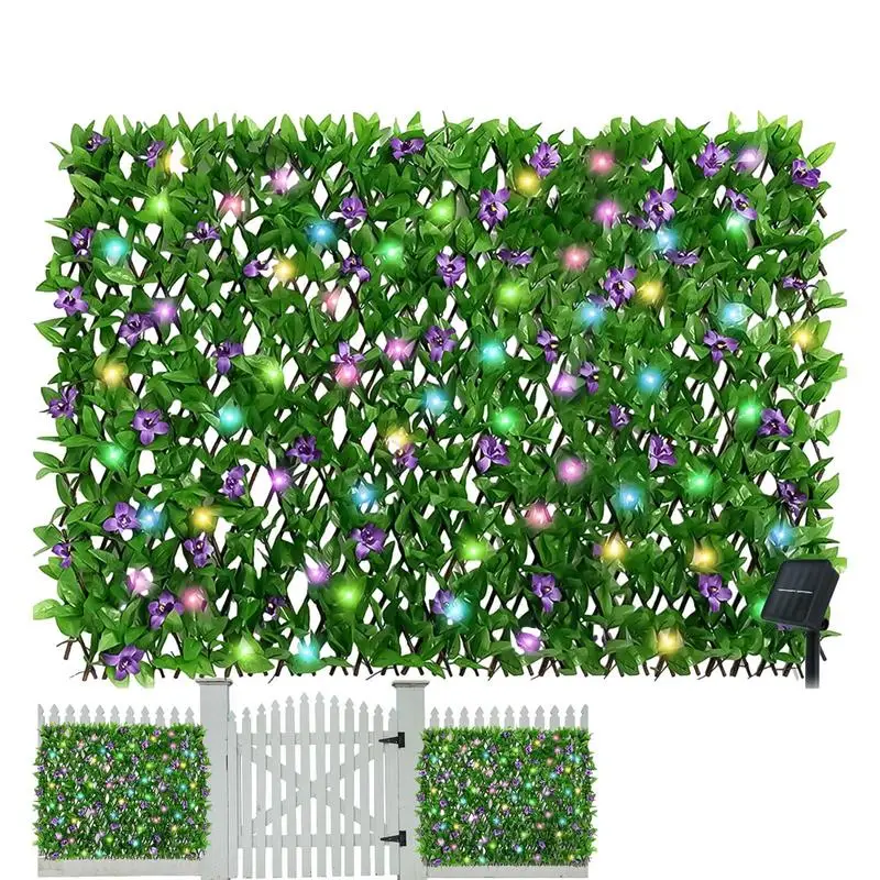 

Artificial Garden Fence Artificial Faux Ivy Privacy Fence Screen Leaf With LED Lights Expanding Fence Privacy Screen Patio Fence