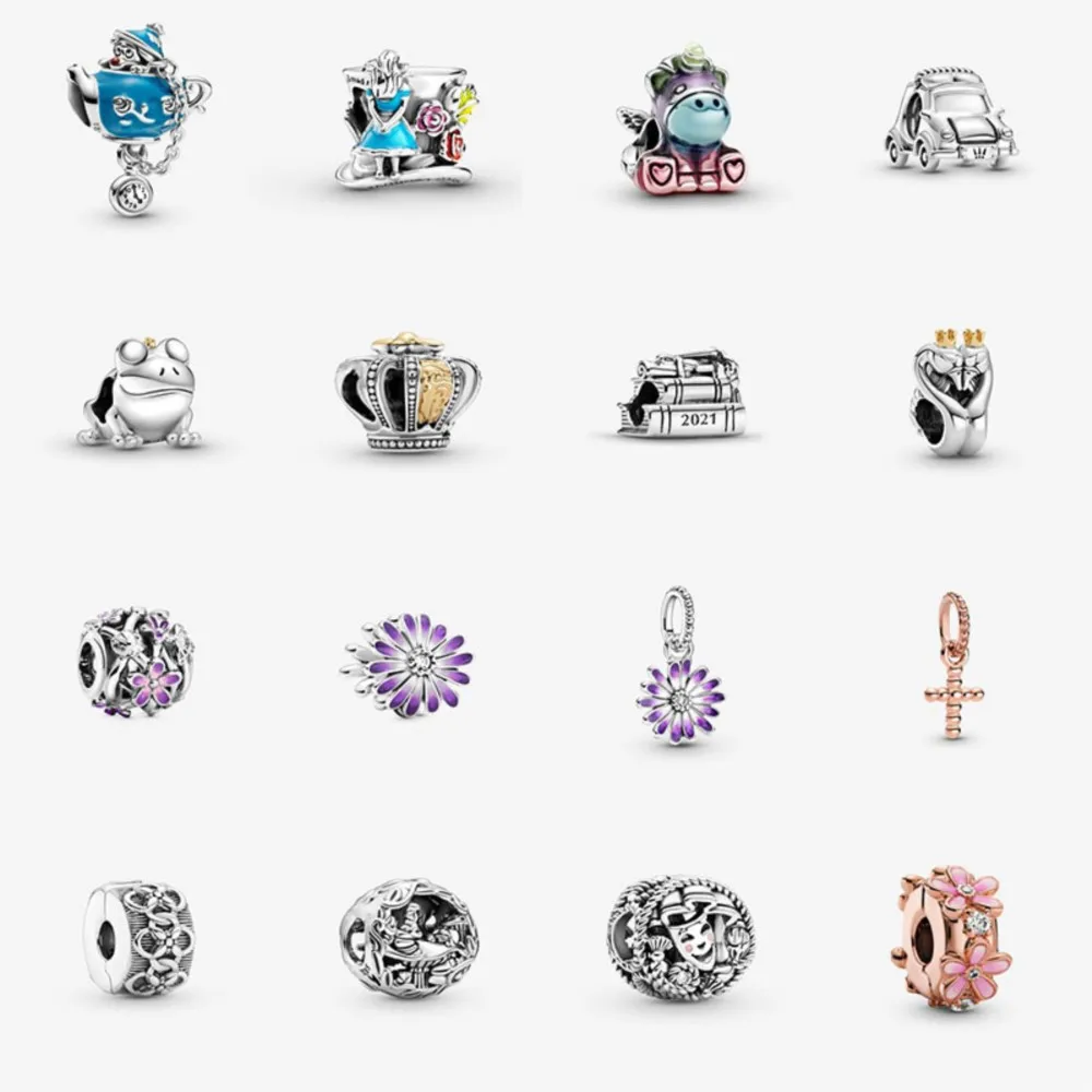 

925 Sterling Silver Unicorn Daisy Electric Car Beads Suitable For Original Pandora Bracelet Bracelet Jewelry