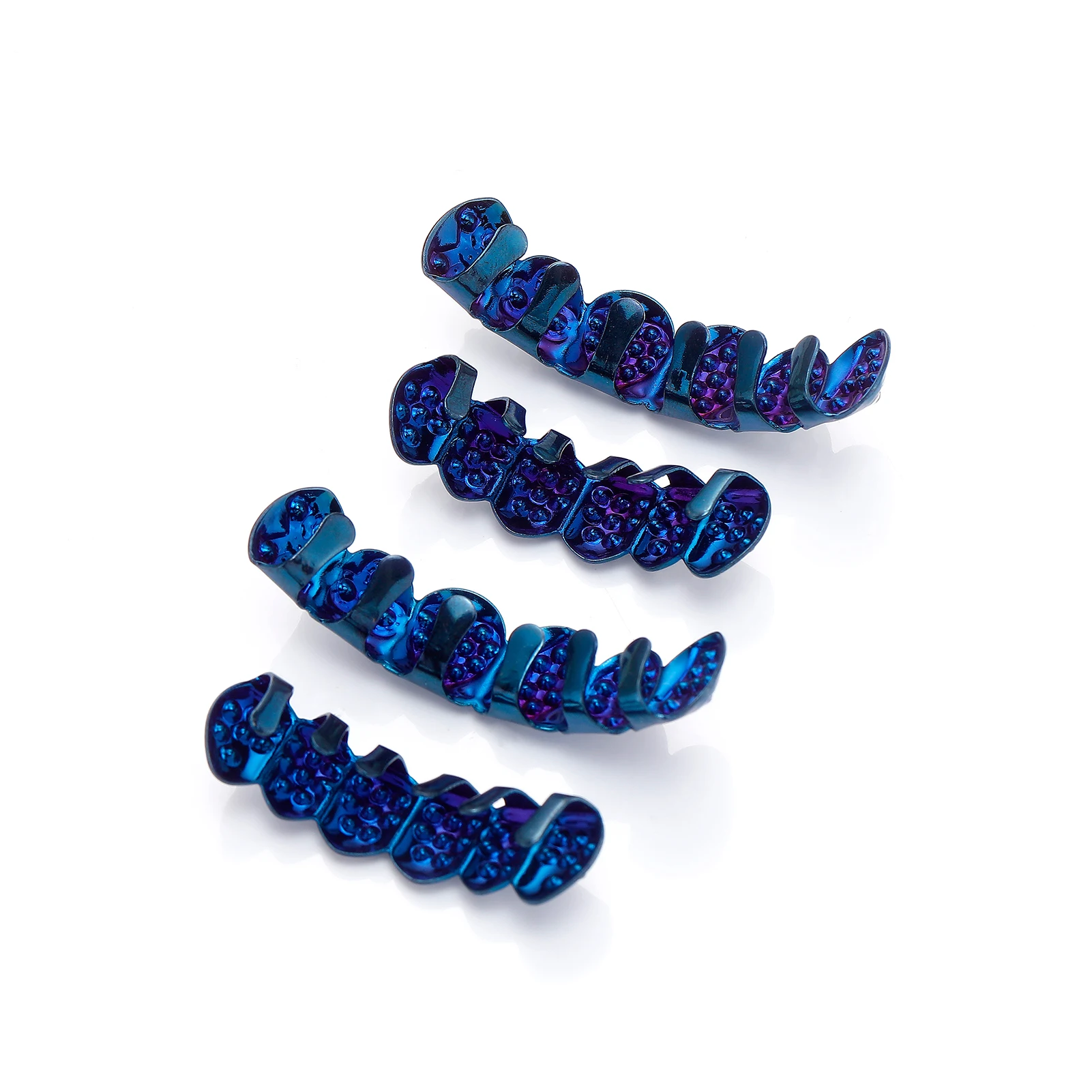 Фото TOPGRILLZ HipHop Bling Iced out CZ Blue Teeth Grillz Caps For Unisex Cubic Zircon Micro Pave Top&Bottom Grills Set Party Jewelry №5
