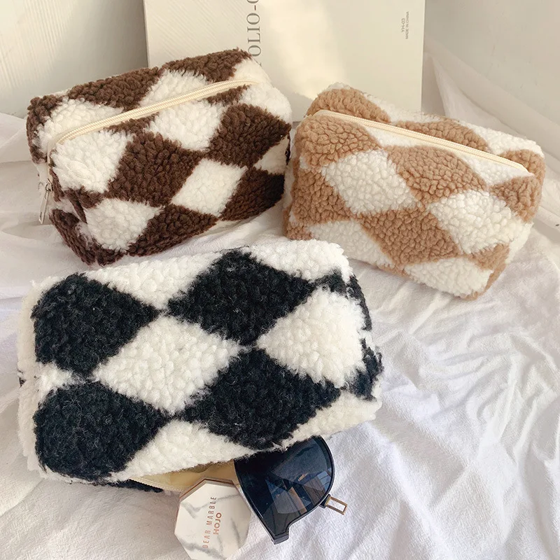 

New Plush Stripe Style Pencil Case Ins Fashion Large Capacity Pencil Bag Cosmetic Pouch Storage For Stuent Stationery Supplies