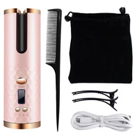 portable auto rotating ceramic hair curler rechargeable automatic wireless hair curling iron women corrugated curling iron