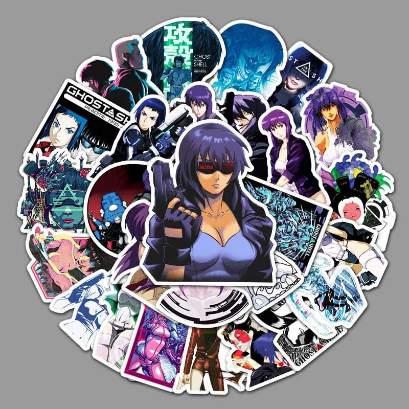 

51Pcs/Pack Cartoon Anime Ghost In The Shell Stickers Laptop Bicycle Guitar Skateboard Sticker Kid DIY Graffiti Waterproof Toy