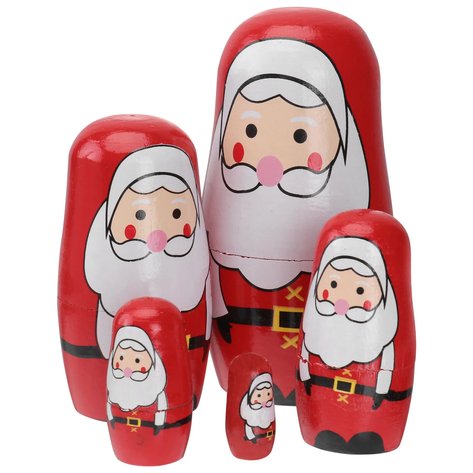 

5Pcs Santa Claus Pattern Painted Wooden Russian Nesting Dolls Matryoshka Collection Toy