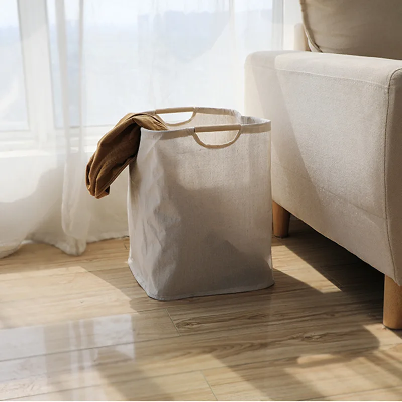 

Foldable Laundry Basket Japanese Style Cotton Linen Storage Basket Large Capacity Toy Clothes Sundries Storage Organizer