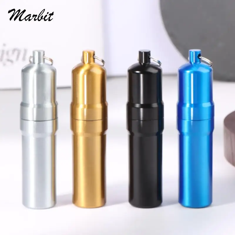 

1pc Outdoor Portable Mini Waterproof Metal Box Zinc Alloy Case With Keychain Sliver Color Pill Case Gift For Men