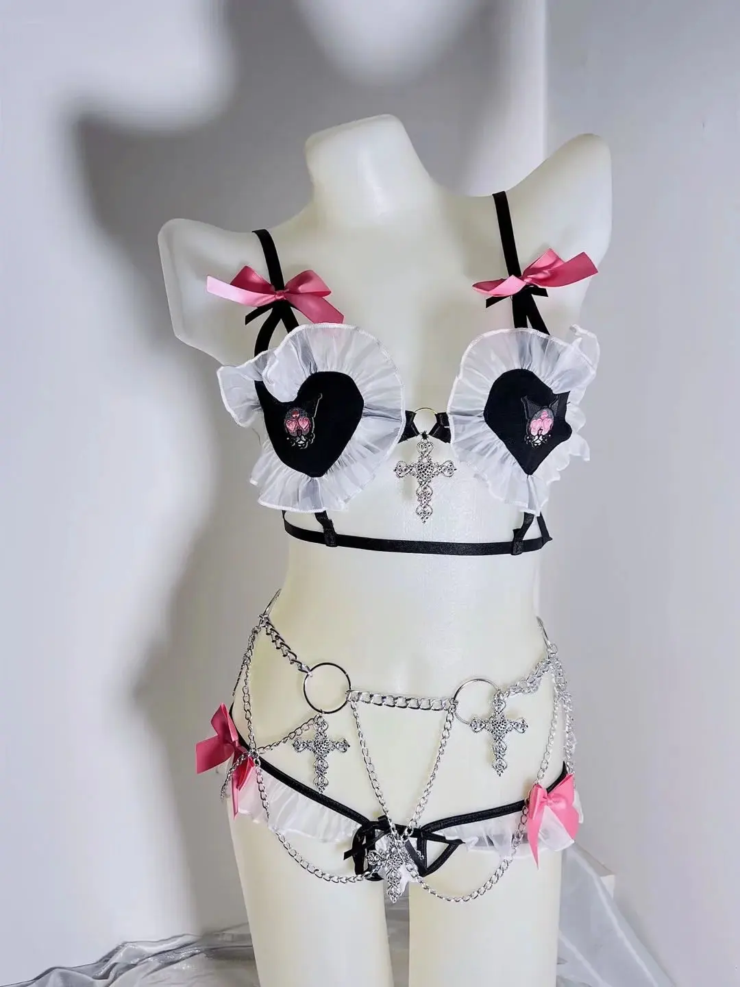 Кроп-топ y2k топ в готическом стиле уникальный кружевной модная - Цена: 1534.76