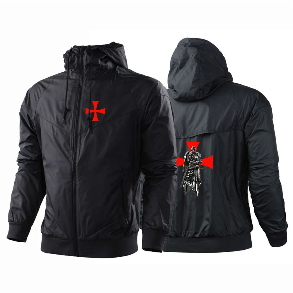 

2022 New Men's Knights Templar Printing Fashion Spring Autumn Sport Zipper Jackets Leisure Sweatshirts Streetwear Hoodies Coat