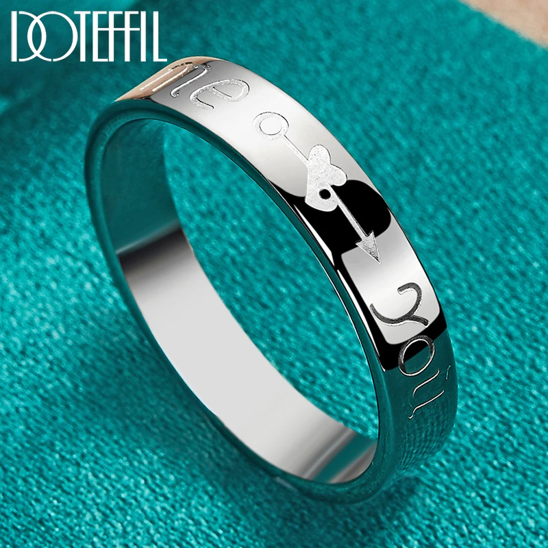 

DOTEFFIL 925 Sterling Silver Letter ME YOU Ring For Woman Man Fashion Wedding Engagement Party Charm Jewelry
