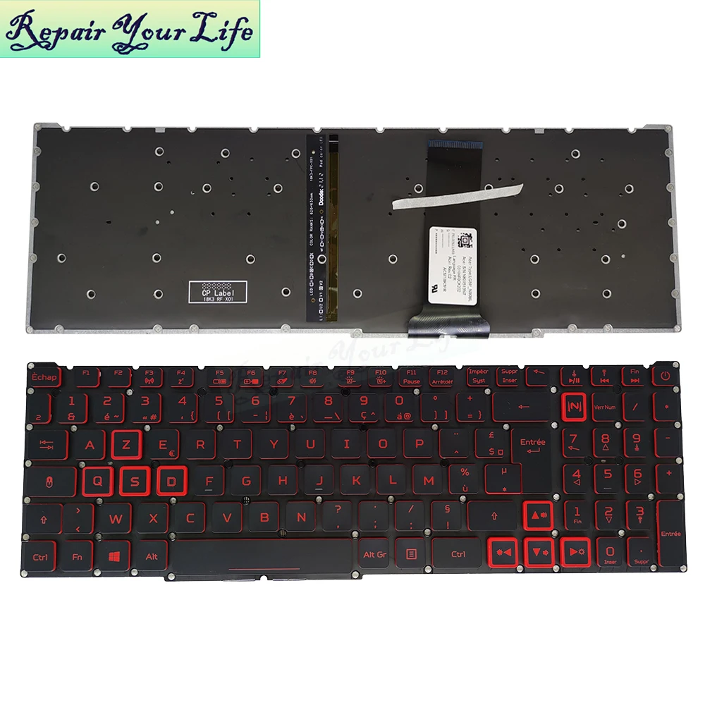 Pt-br fr Notebook Teclado Backlight para Acer Nitro An51554 An51543 An515-44 Brasil Brasileiro Português Francês Vermelho Backlit