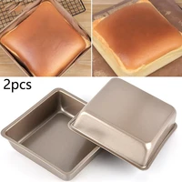 2pcs 4inch cake moulds non stick diy square baking pan mold kitchen supply carbon steel kitchen parts bakeware cake tools