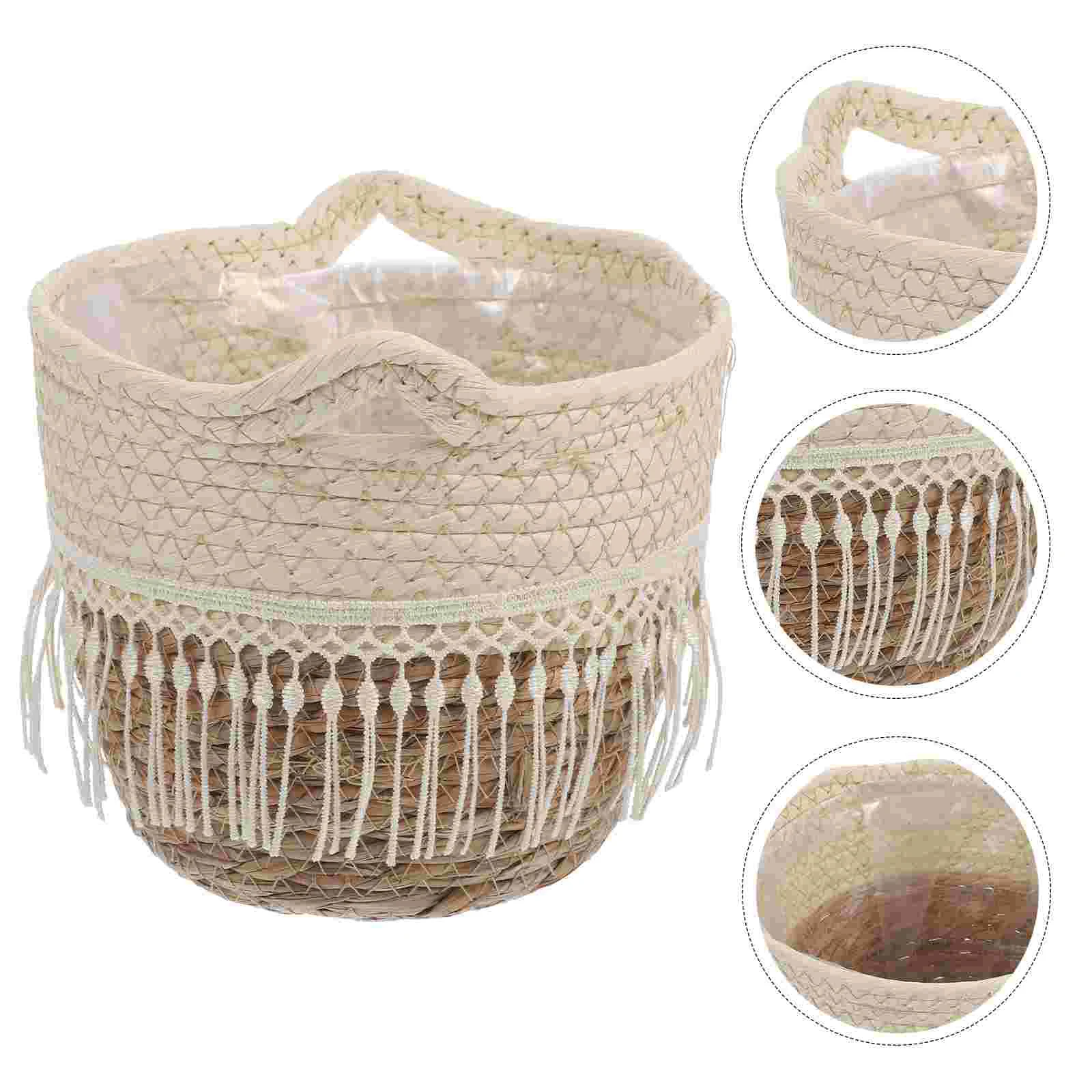 

Jute Planter Plastic Liner Rope Flower Pot Boho Decor Decorative Planters Indoor Plants