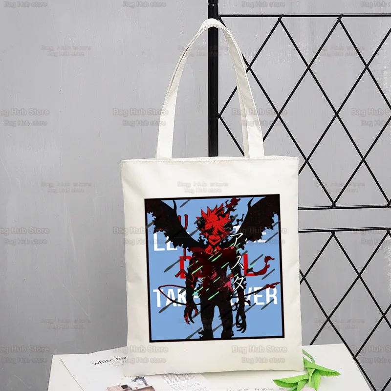 

Yami Asta Black Clover Japanese Anime Print Canvas Shoulder Tote Bag Handbags Eco Reusable Shopping Bag Fashion Ulzzang Bags