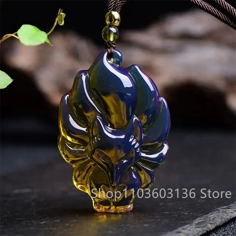 Подвеска в виде голубого янтаря с полированными бусинами для очистки воды