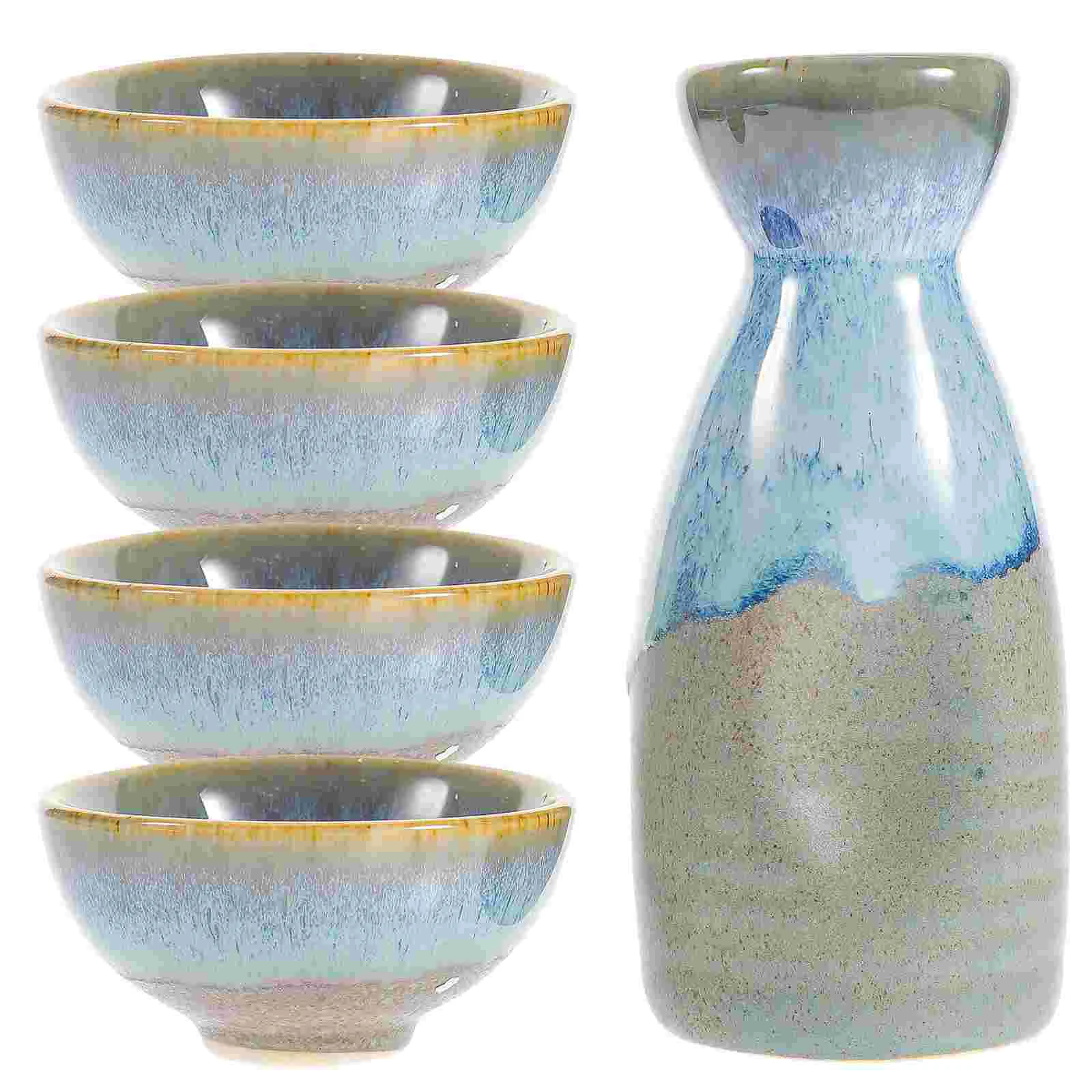 

Sake Set Japanese Ceramic Cups Cup Bottle Traditional Pot Saki Serving Tea Porcelain Decanter Japan Hot Cold Mini Sets Set