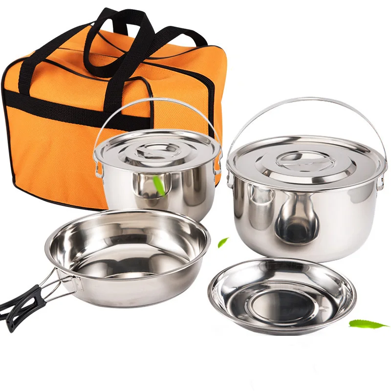 Stainless steel outdoor pot picnic cooker folding  camping pot  Tourism  Survival Furnace Supplies Equipment Picnic Pot Kit
