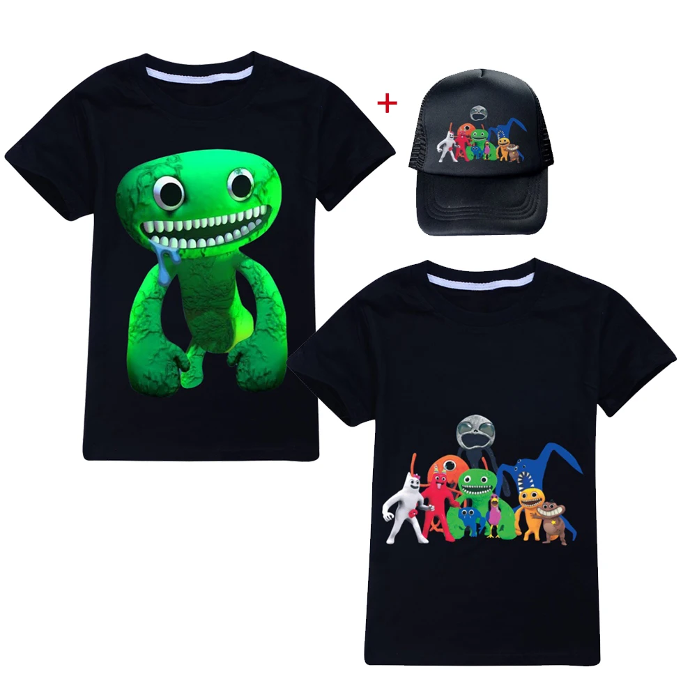 

2023 Garden of Banban Kids Cosplay T-Shirt Girls Boys Short Sleeve Hat Summer Tops Clothes Tshirts Children Sports Tees Clothing