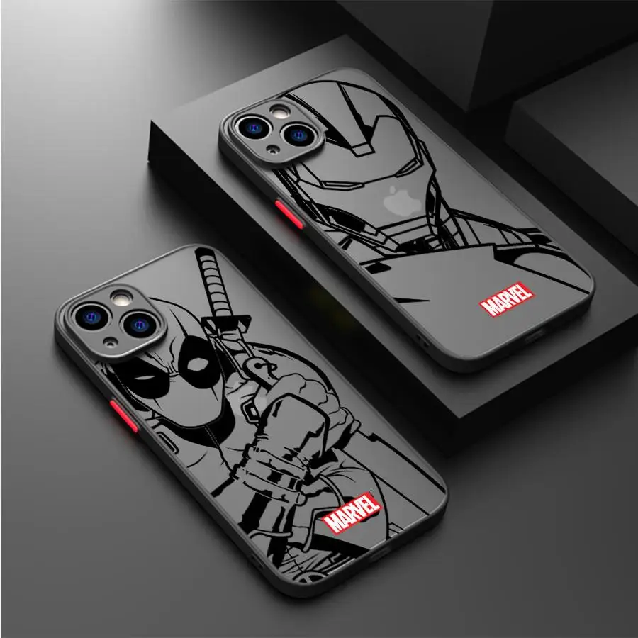 Чехол для телефона Iron Man Spider Deadpool Art iPhone 13 Mini 7 8 Plus XR 12 16 14 Pro SE 16e 11 15 XS Max Matte Cover