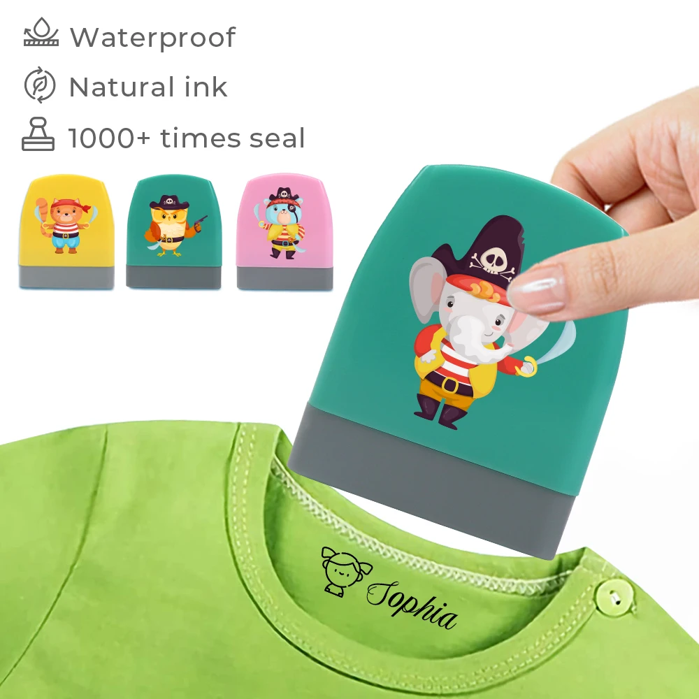 

Hot Cute Cartoon Animals Pirate Name Stamp For Clothing Children'S Kindergarten Clothes Waterproof Name Sticker Diy Stamp Gift