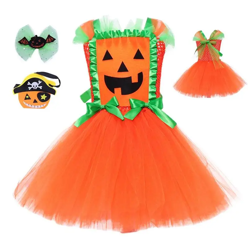 

Girls Halloween Romper Dress Ghost Costume Pumpkin Sleeveless Dress Summer Clothes Princess Pageant For Party Cosplay 311 Years