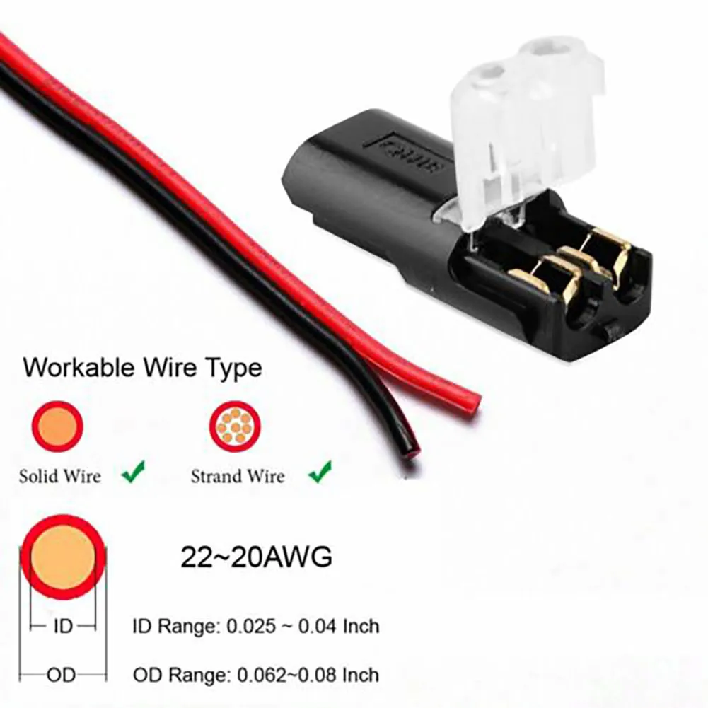 

10 Pcs Car Connector Parts Auto Cable Plug Fitting Terminal H-type D2 Dual-wire Parallel Non-breaking Press Buckle