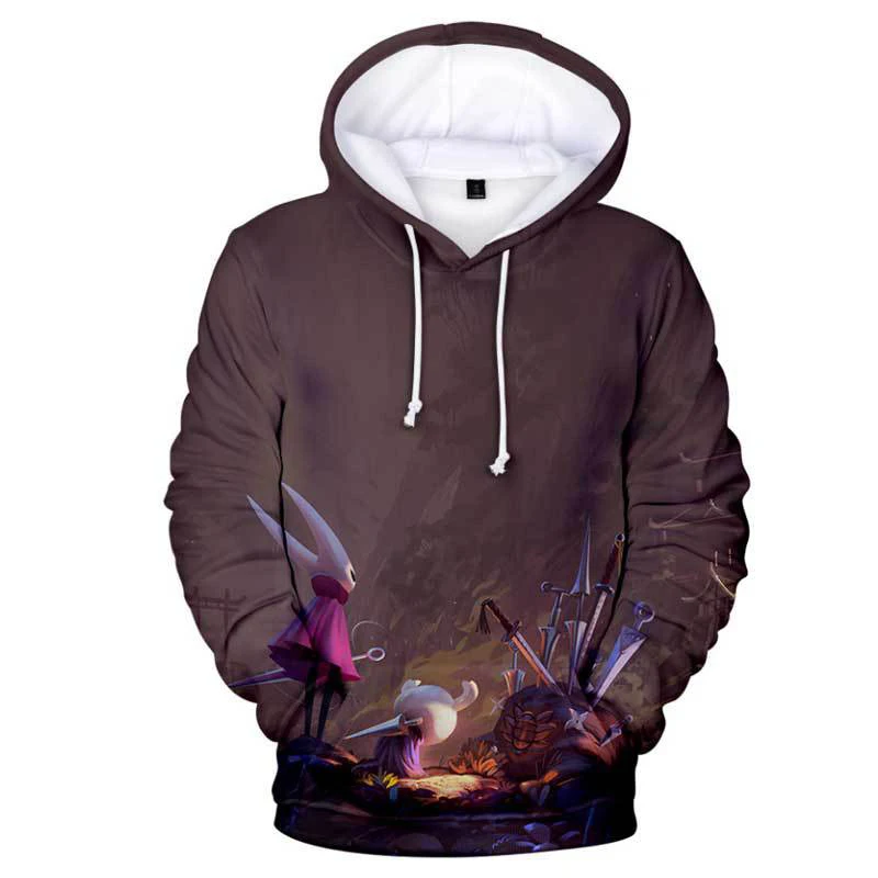 

2020 Animation Hollow Knight Figure 3D Tie Dye Men Pullovers Cotton One Piece Plus Size Horn Sweatshirt Print 3D Hoodies
