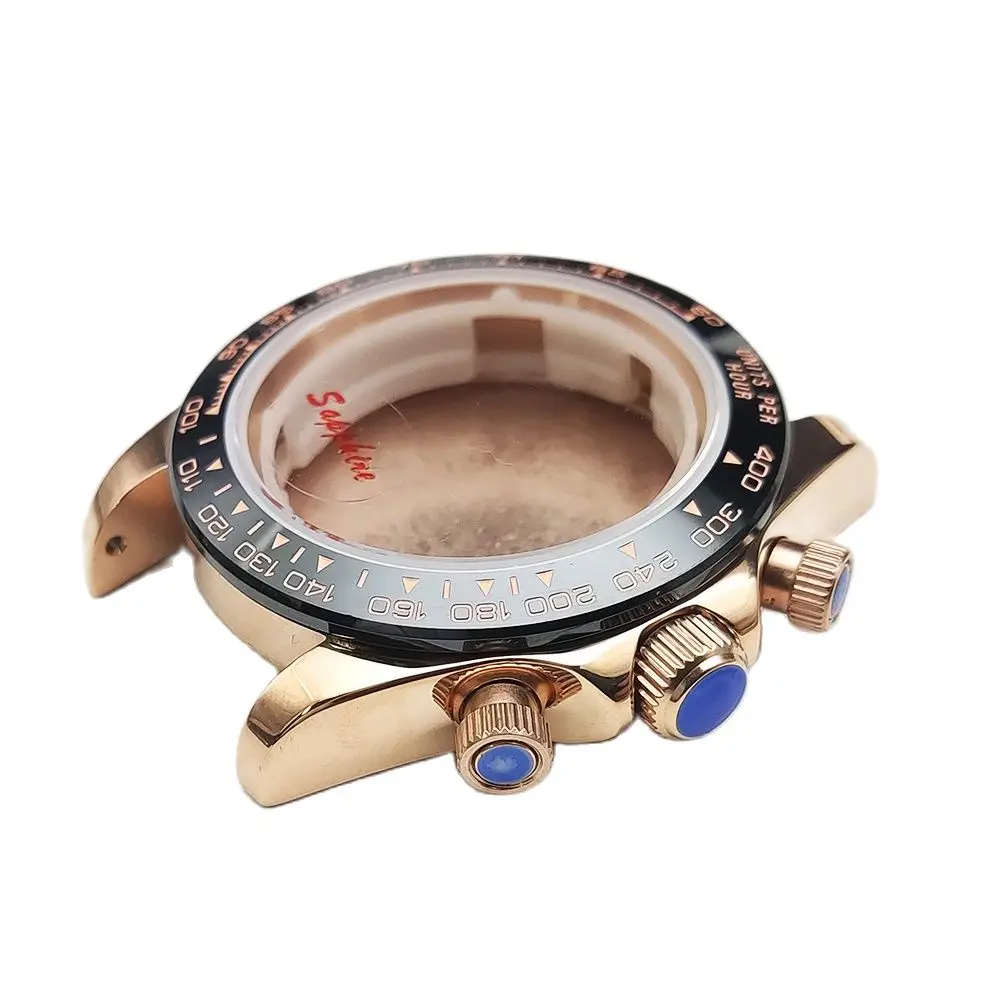 Luxury chronograph 39mm VK63 case silver bezel panda men's quartz watch 316L stainless steel case rose gold four colors