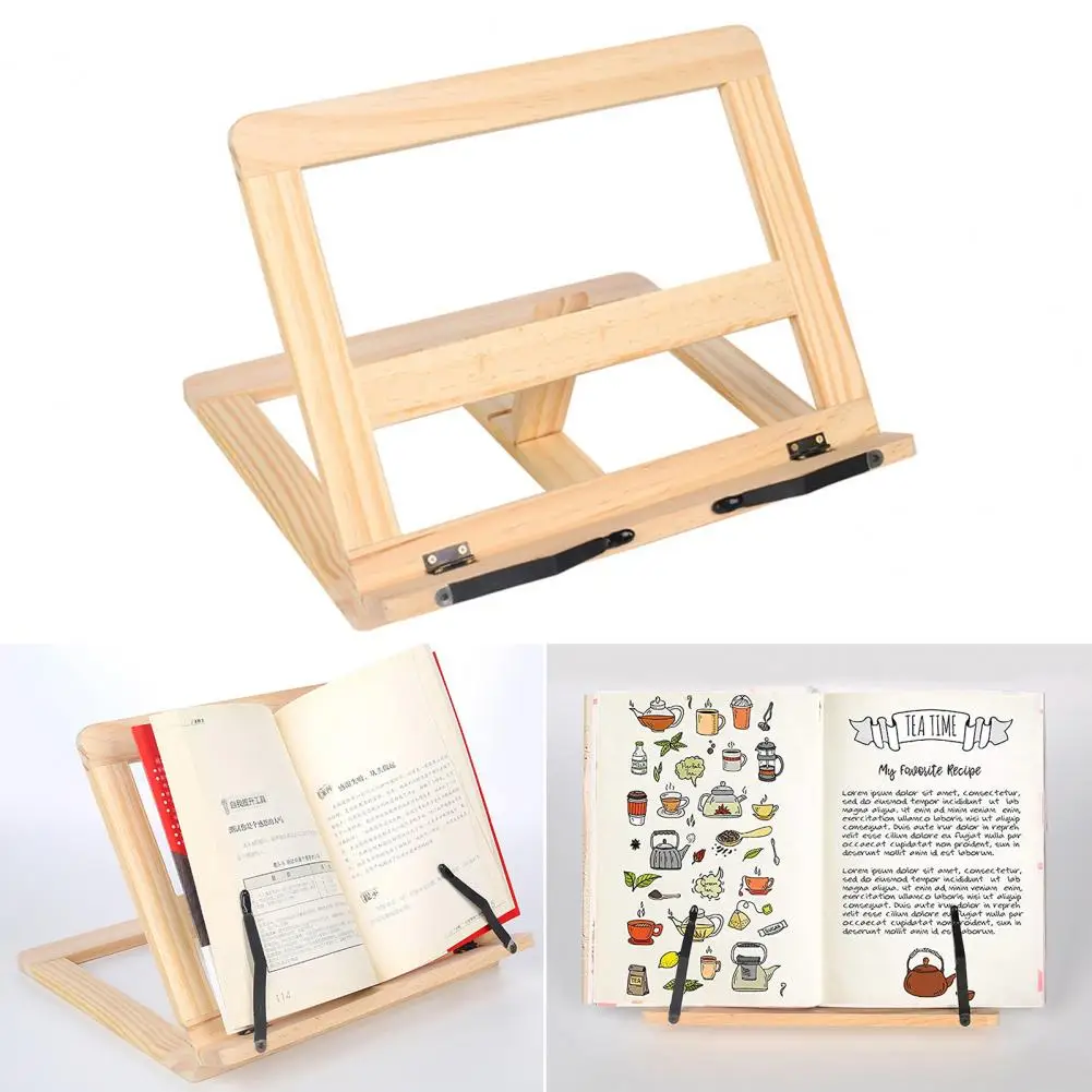

Reading Rack Widely Applications Adjustable Foldable Cross Bracing Display Wood Recipe Book Holder Stand Living Room