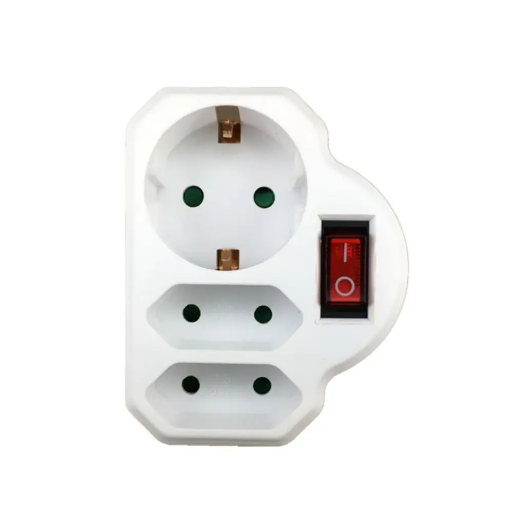 

16A German Converter AC 110~250V Independent Switch Travel Plugs Socket Adapter 1 to 3 Way EU Standard Conversion Plug