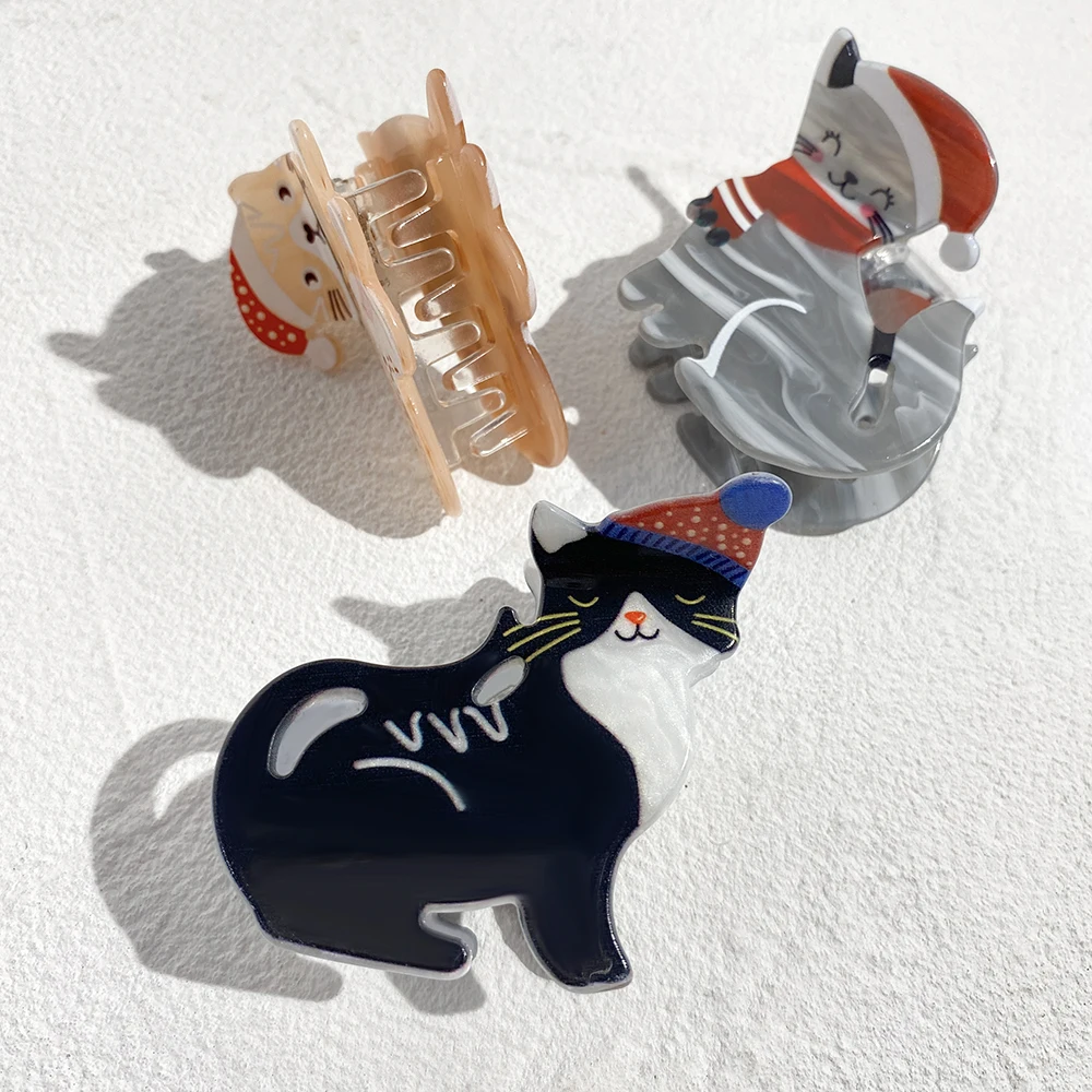 AENSOA Рождественская заколка для волос с уксусной кислотой и котенком милая