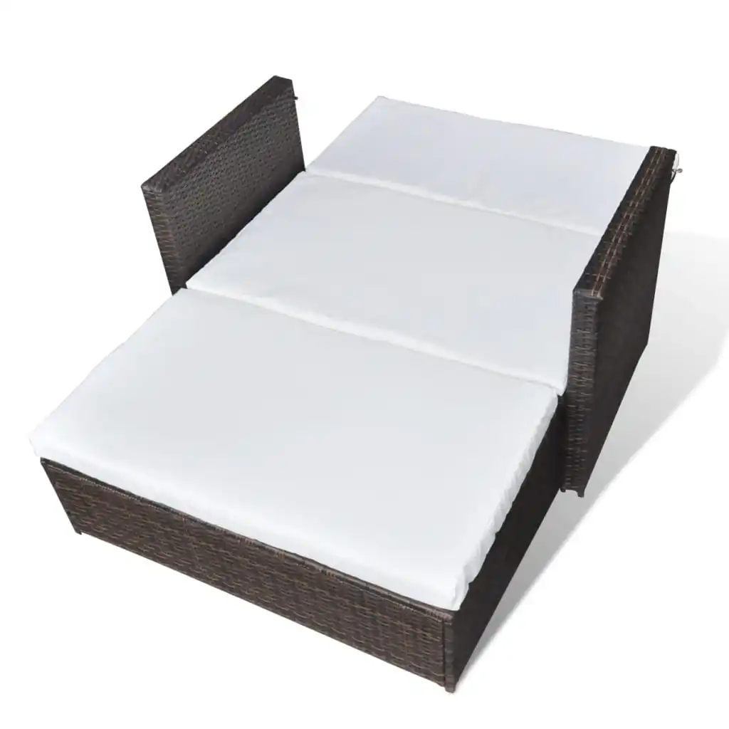 

Outdoor Patio Garden Day Bed Sofa Furniture Seating Poly Rattan Brown