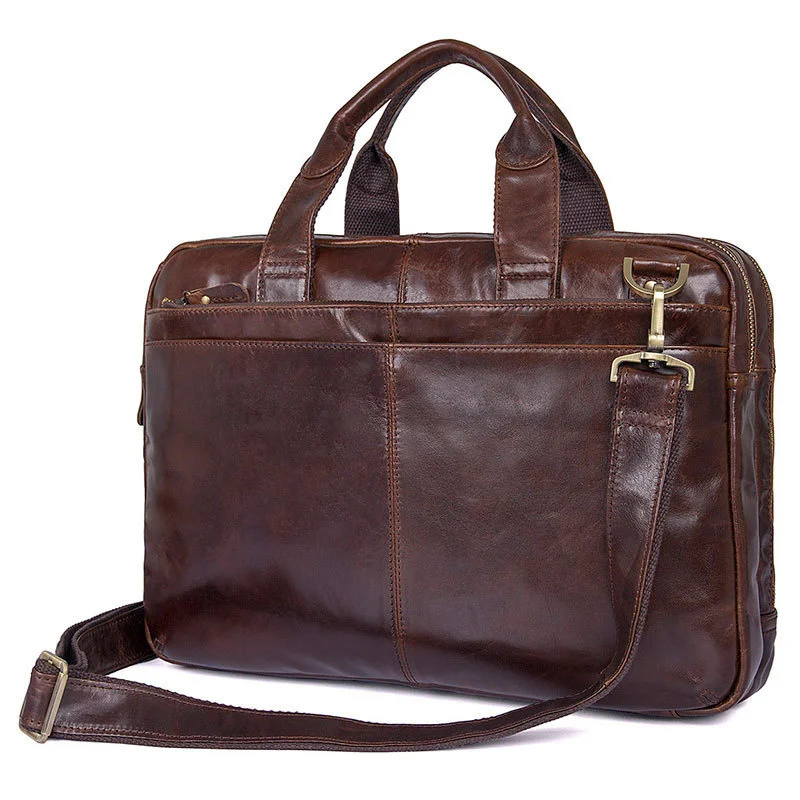 Newsbirds Men Leather Bag Shoulder Bag Briefcase Business Bag Genuine Leather Laptop Bag For Male Smooth Cow Skin Briefcases