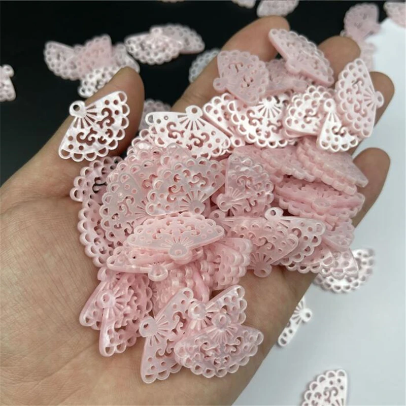 New Creative Acetic Acid Hollow Fan Charms Connectors Diy Pendant Earrings Hairpin Jewelry Making Resin Acessories Material