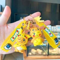 pok%c3%a9mon school bag cute kawaii doll pikachu key pendant creative silicone car keychain bag pendant gift cartoon toy anime figure